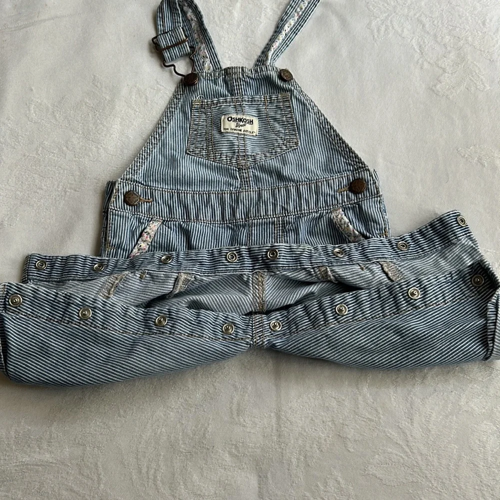 COPY - Vintage baby toddler OshKosh Bgosh striped overalls 12 mo. w/ floral pri…